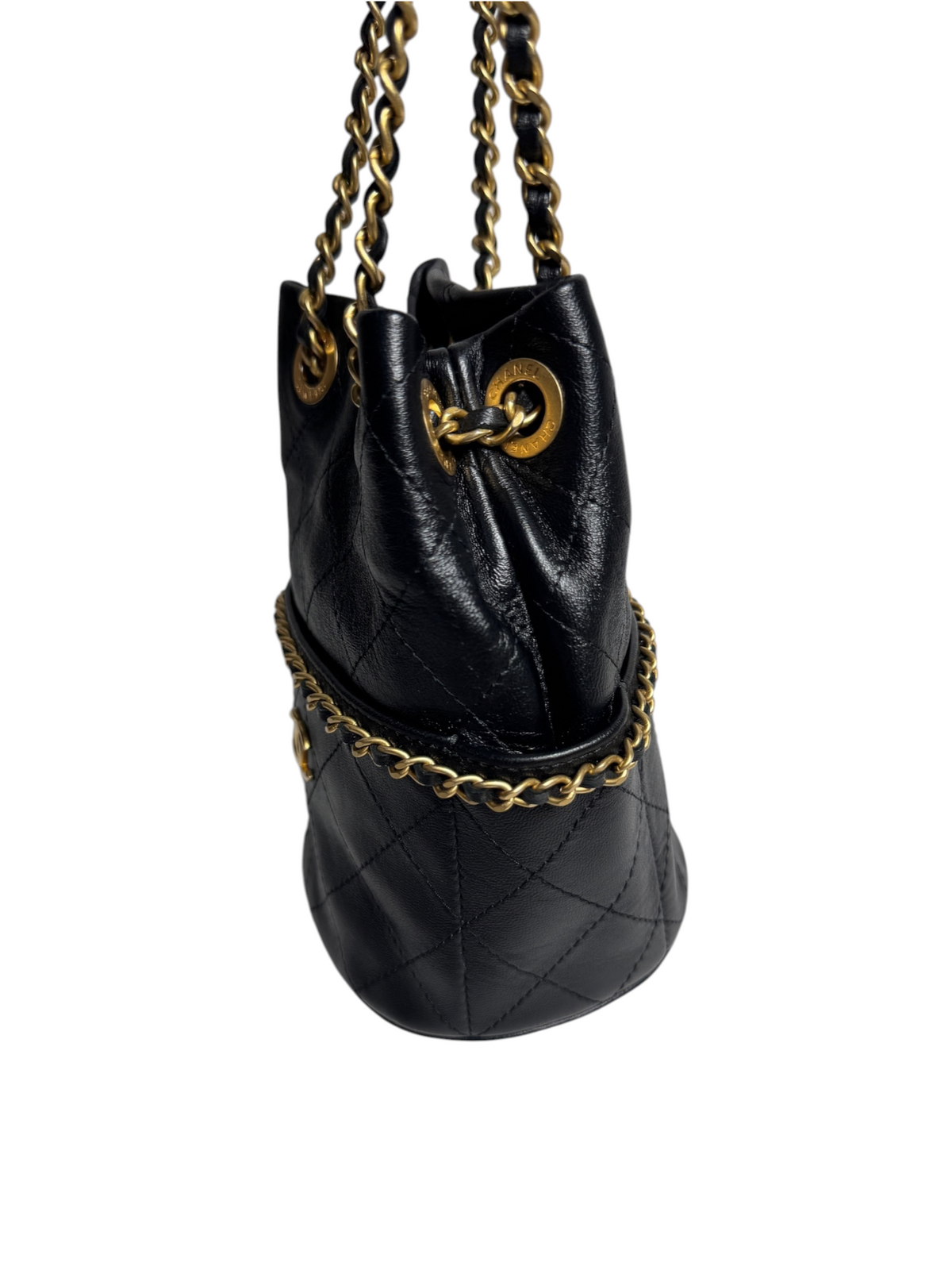 Chanel Black Mini Chain Bucket Bag T9121