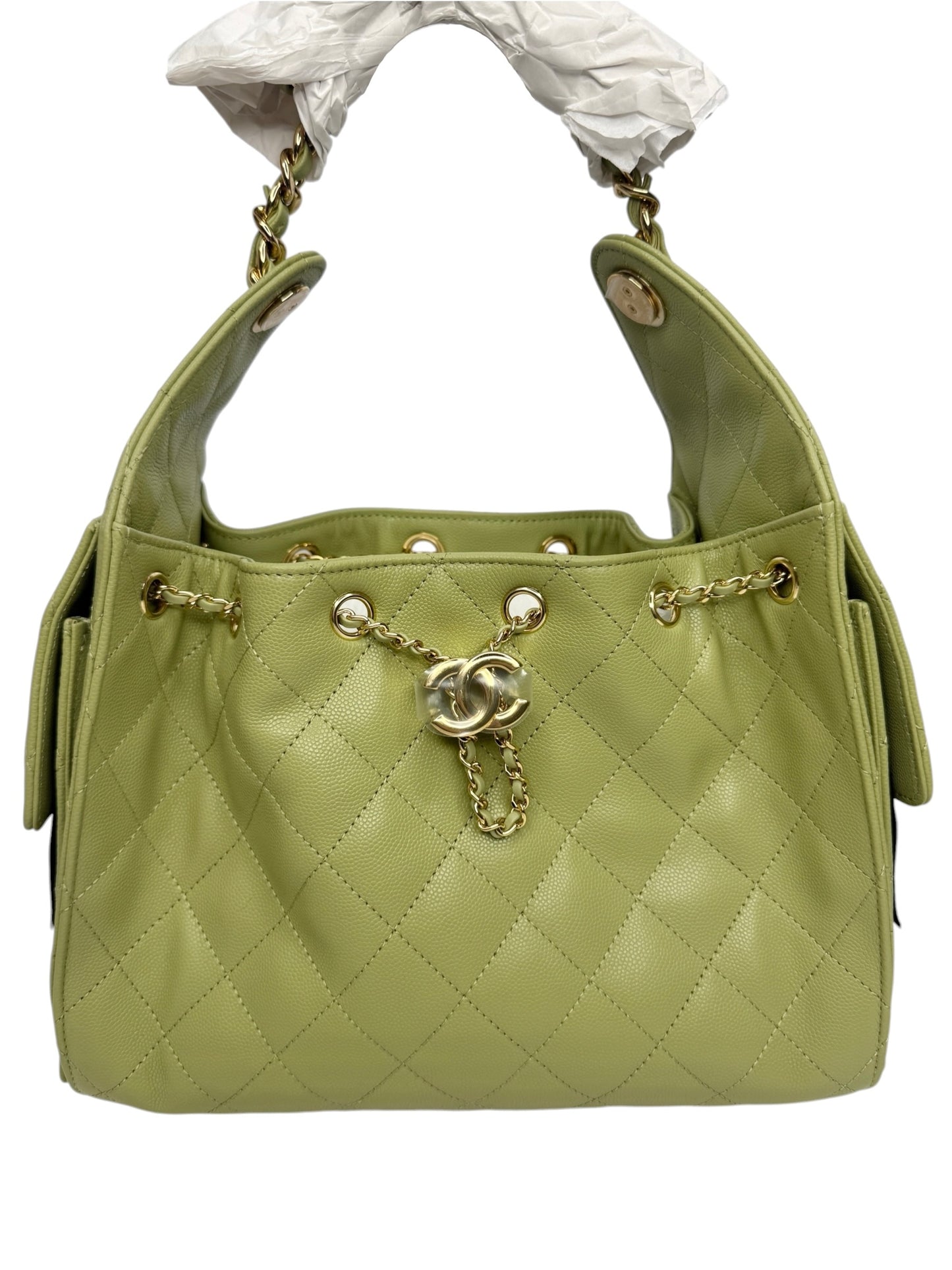 Chanel 25 Green Caviar Small T8724