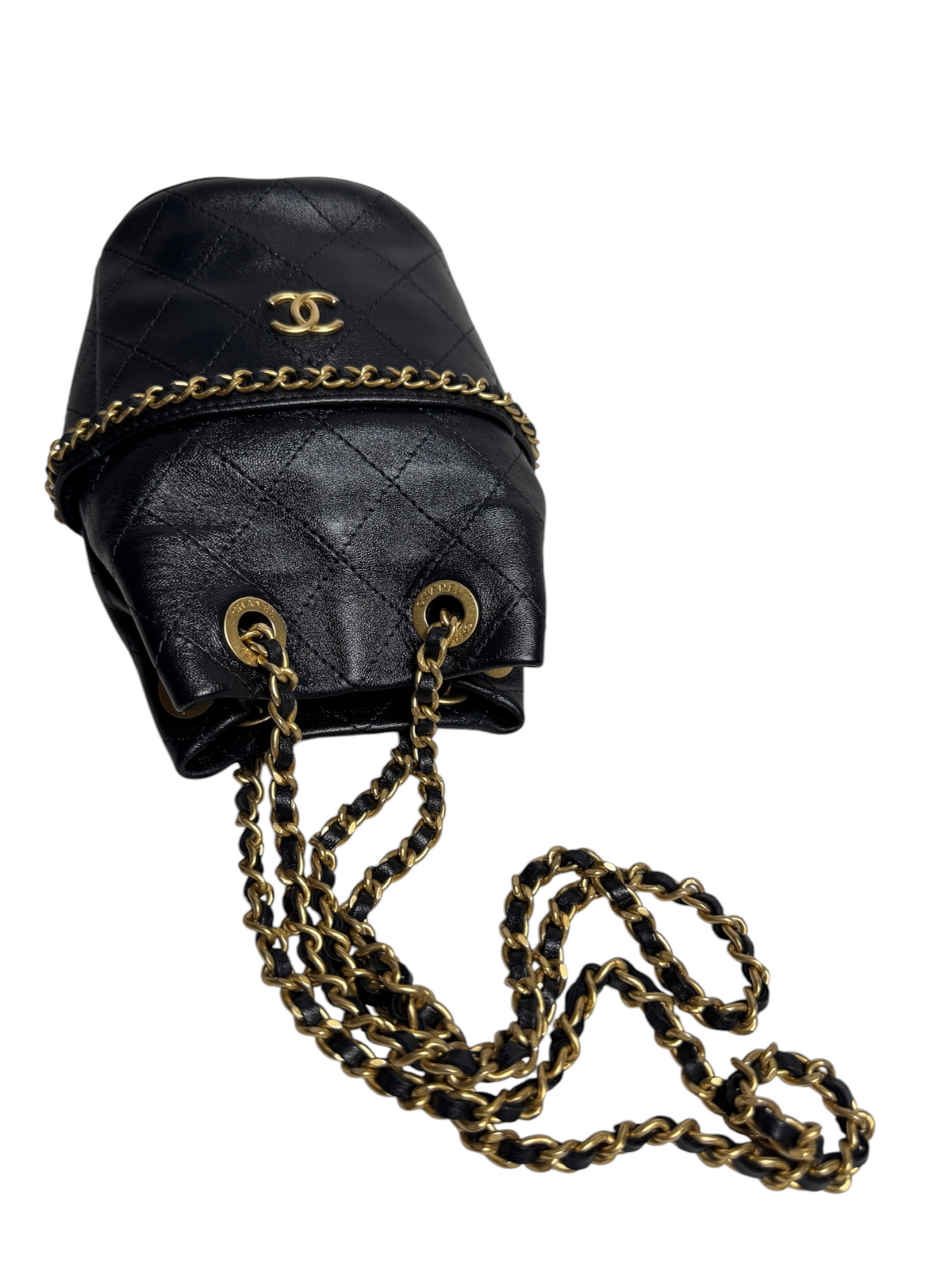 Chanel Black Mini Chain Bucket Bag T9121