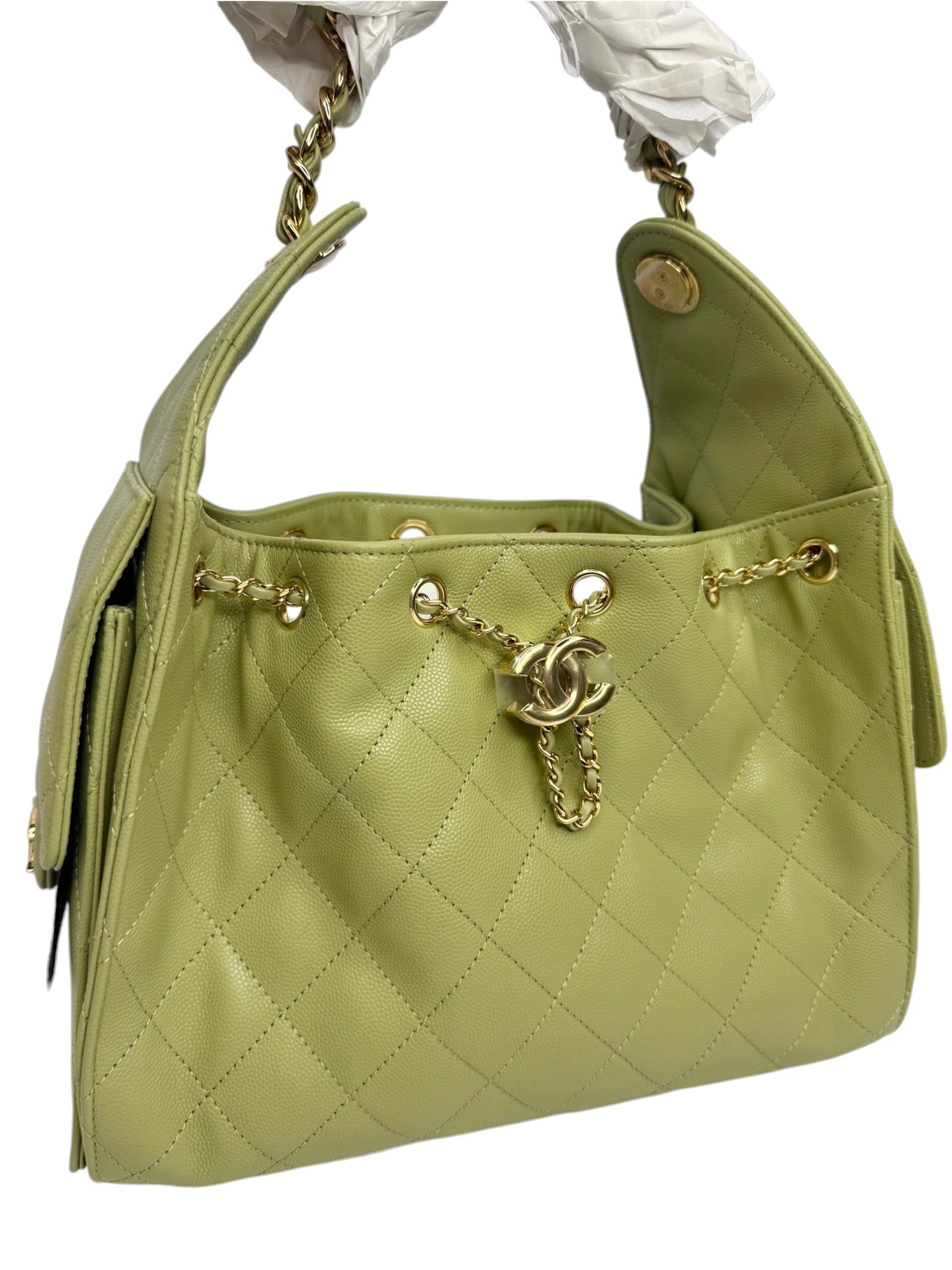 Chanel 25 Green Caviar Small T8724