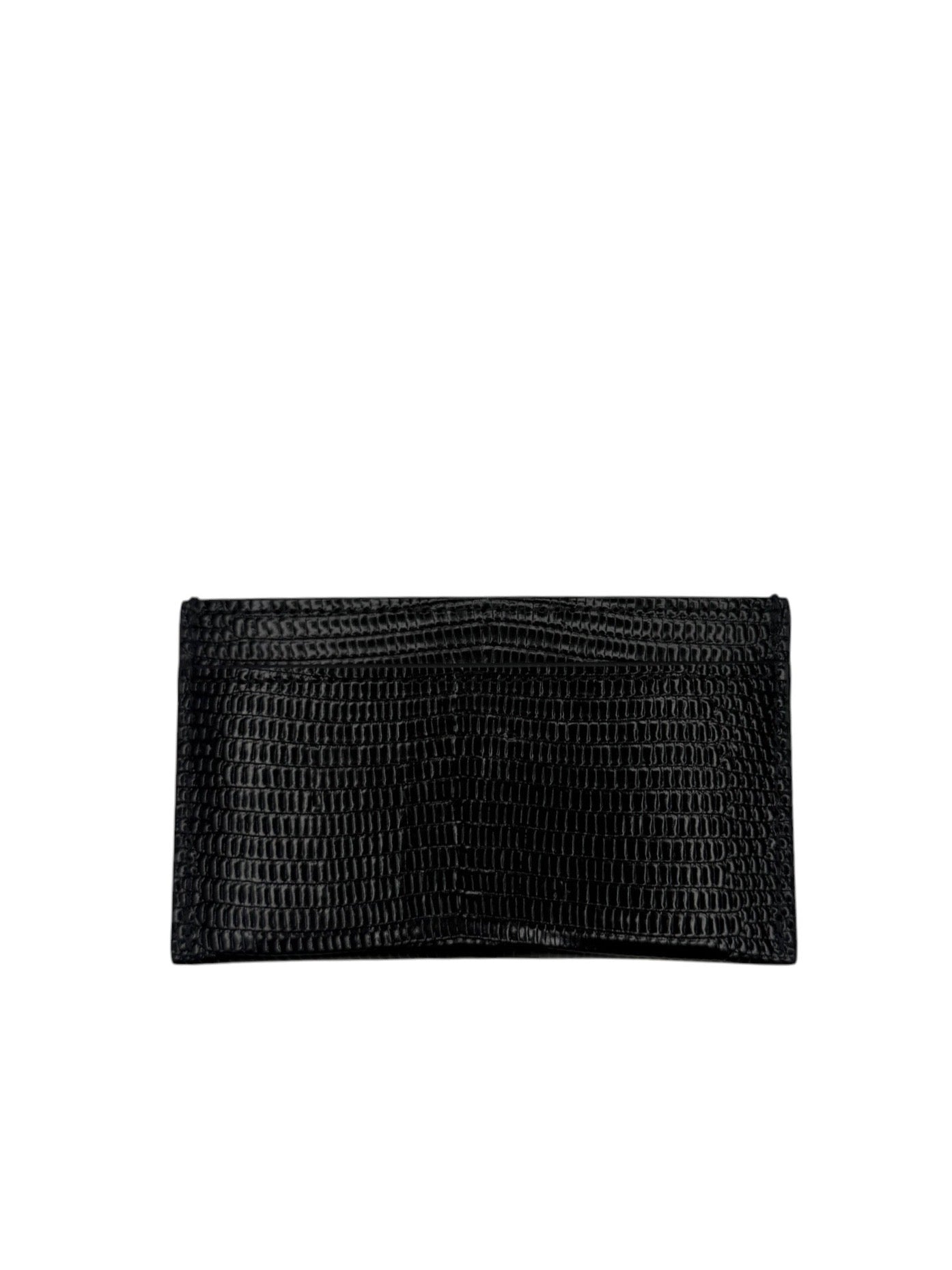 Chanel Black Lizard Embossed Card Holder T8719