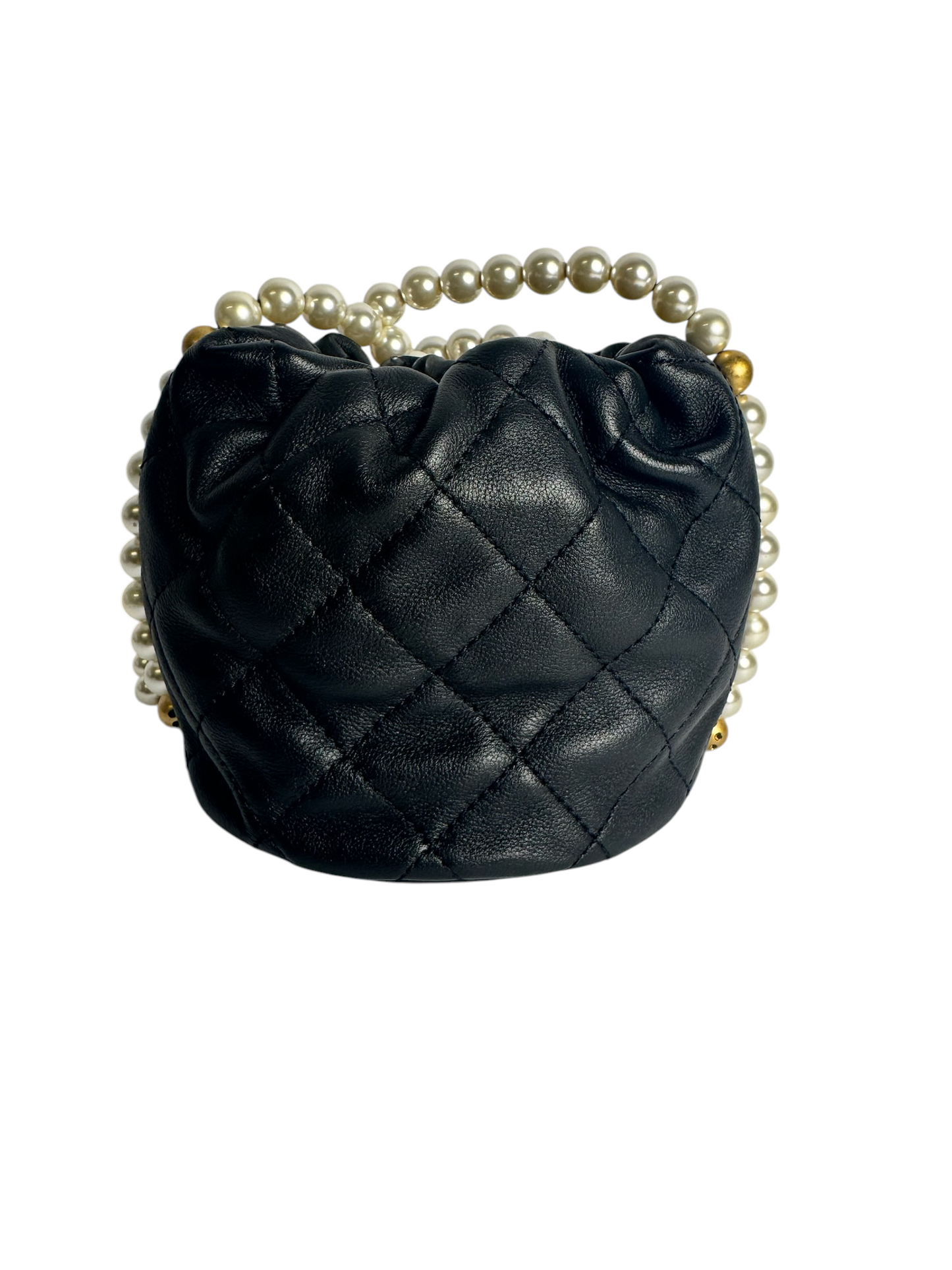 Chanel Micro Black Bucket Pearl Chain T4520