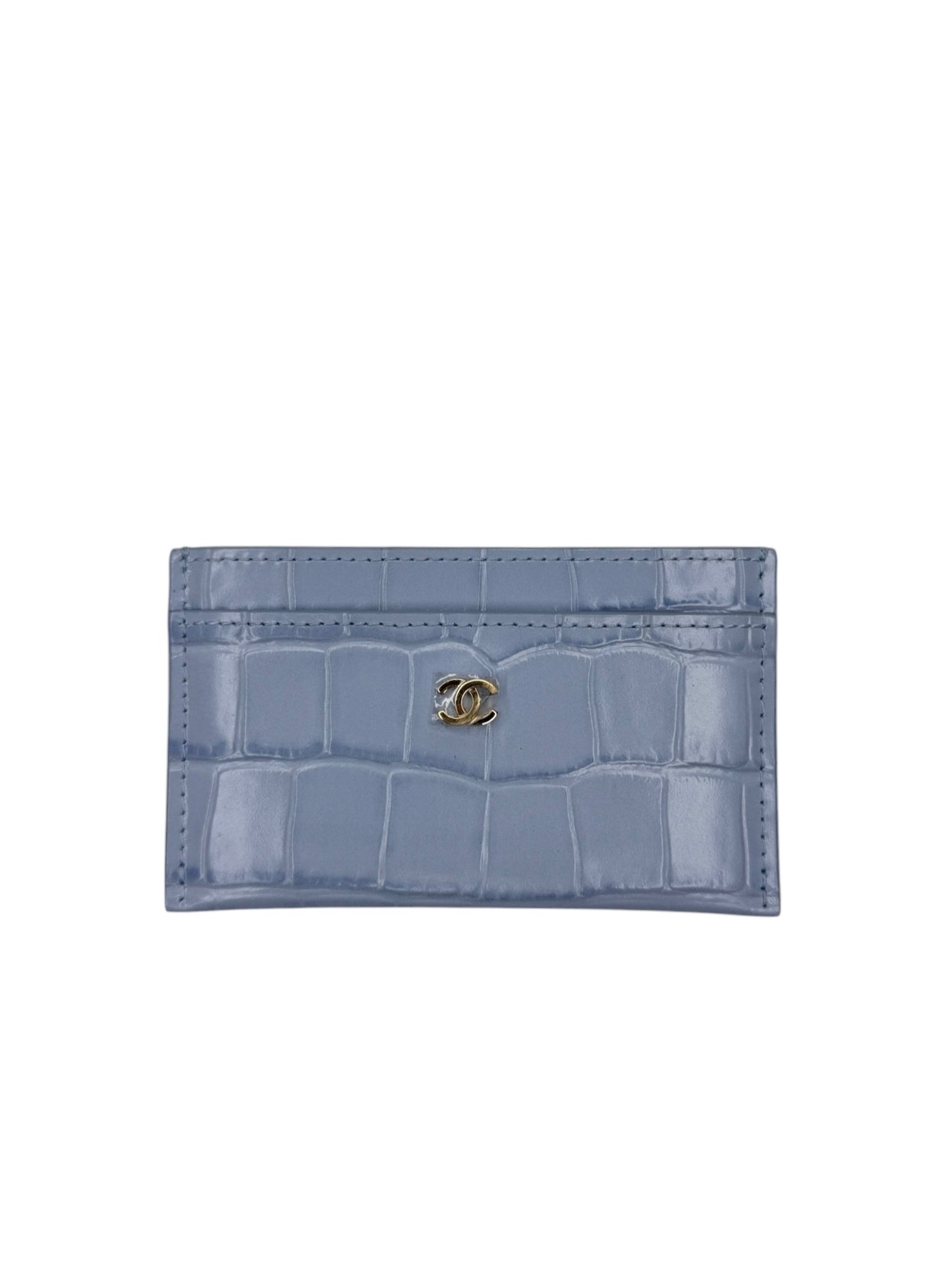 Chanel Blue Croc Embossed Card Holder T8720