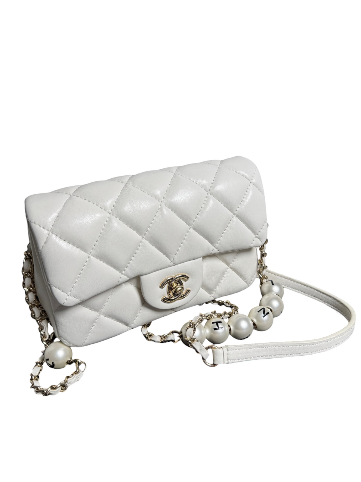 Chanel Mini White My Precious Pearls Flap Bag T9122