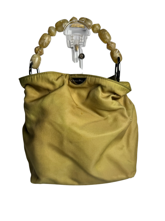 Christian Dior Malice Green Nylon Hand Bag T8394