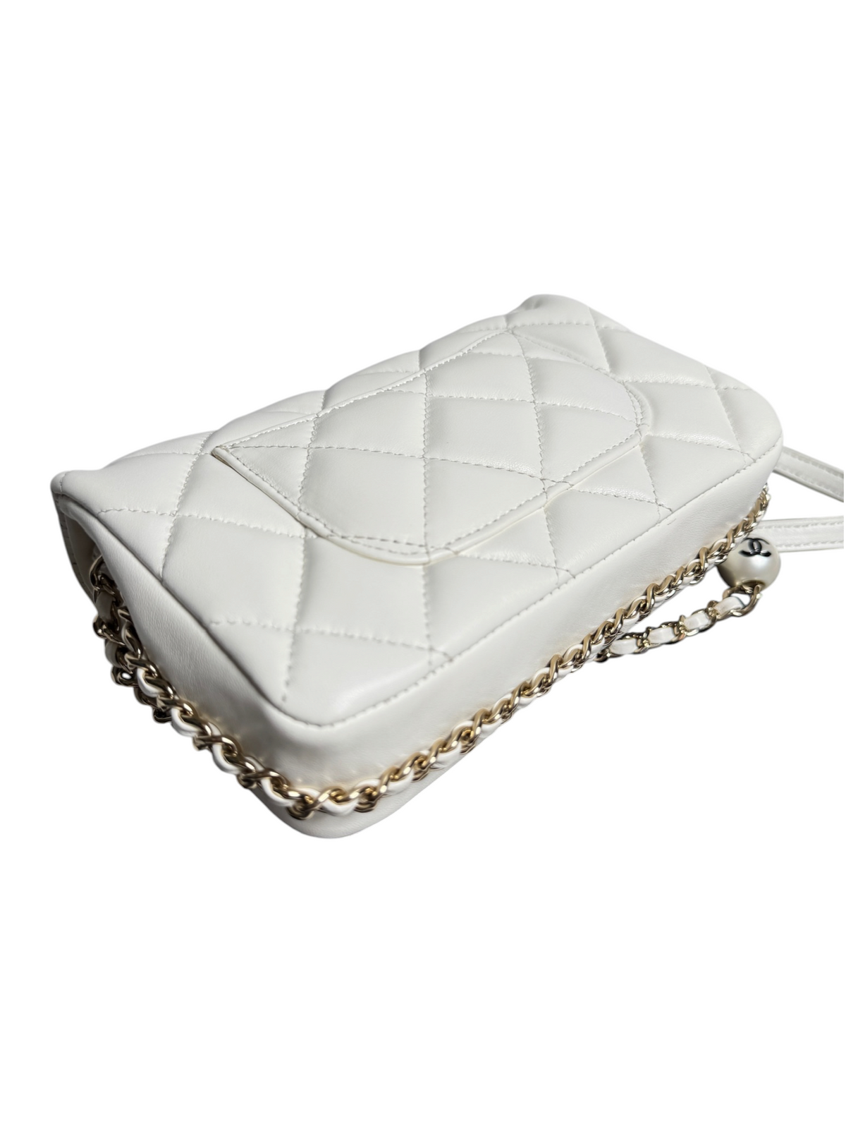 Chanel Mini White My Precious Pearls Flap Bag T9122