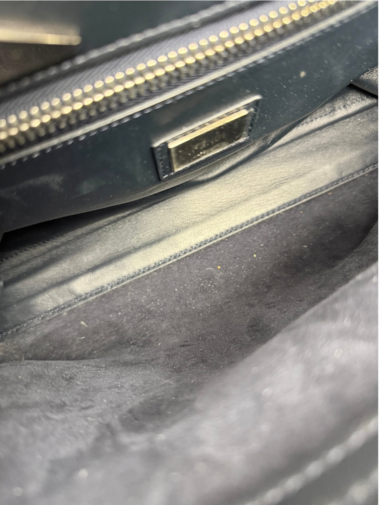 Fendi Black Medium Peekaboo Python Handle Bag T8750