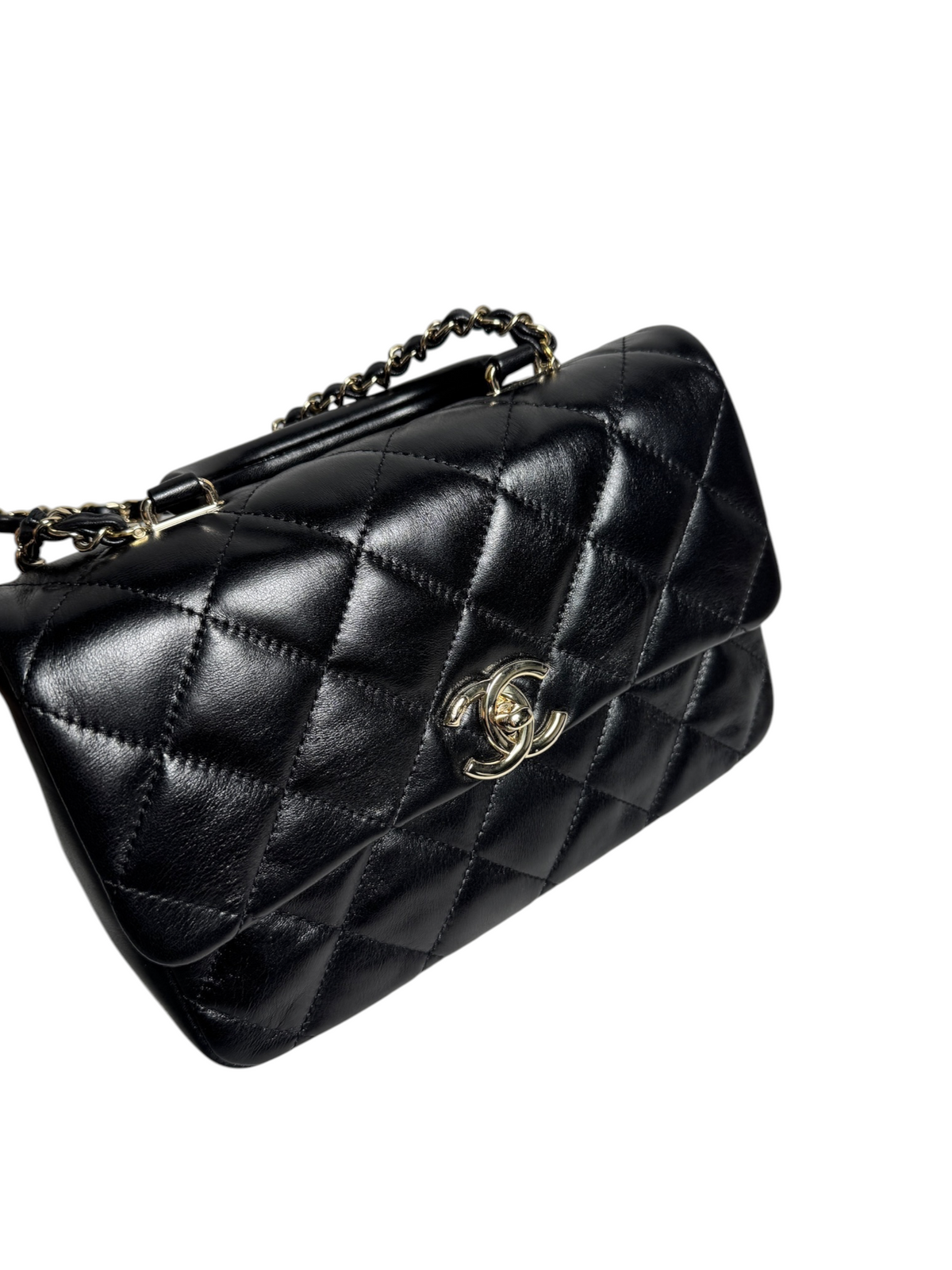 Chanel Black Quilted Coco Trip Top Handle Flap T9123