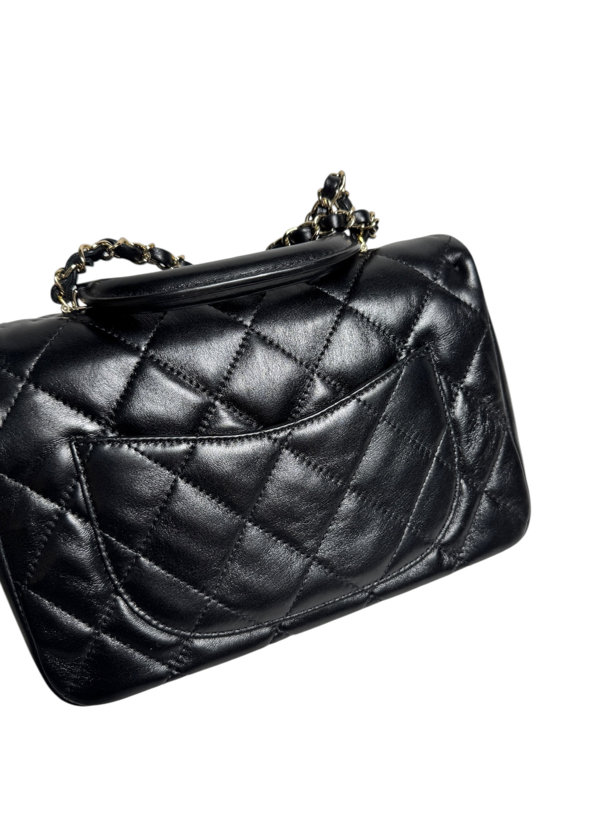 Chanel Black Quilted Coco Trip Top Handle Flap T9123