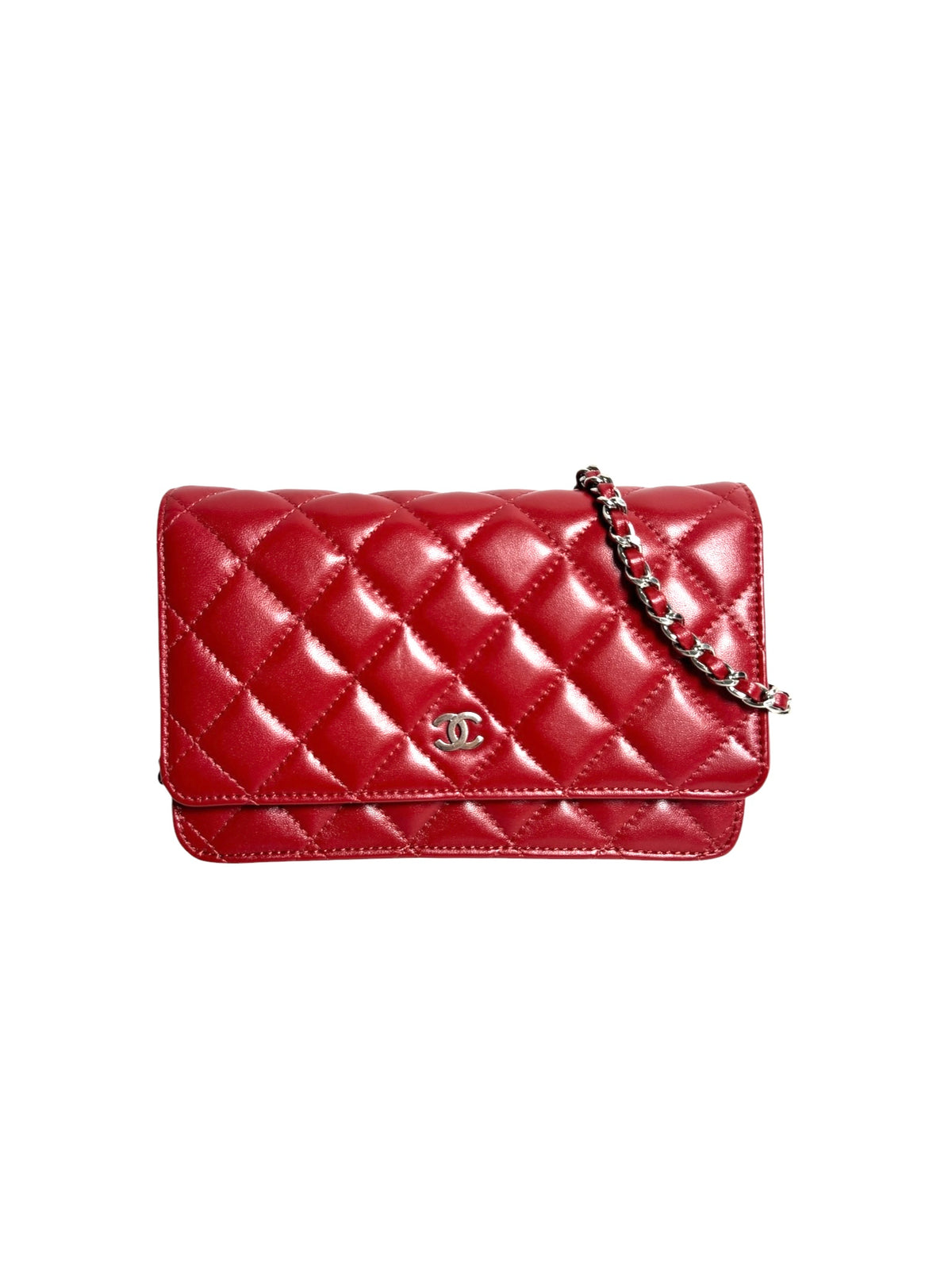Chanel Red Lambskin Walle On Chain SHW T9127