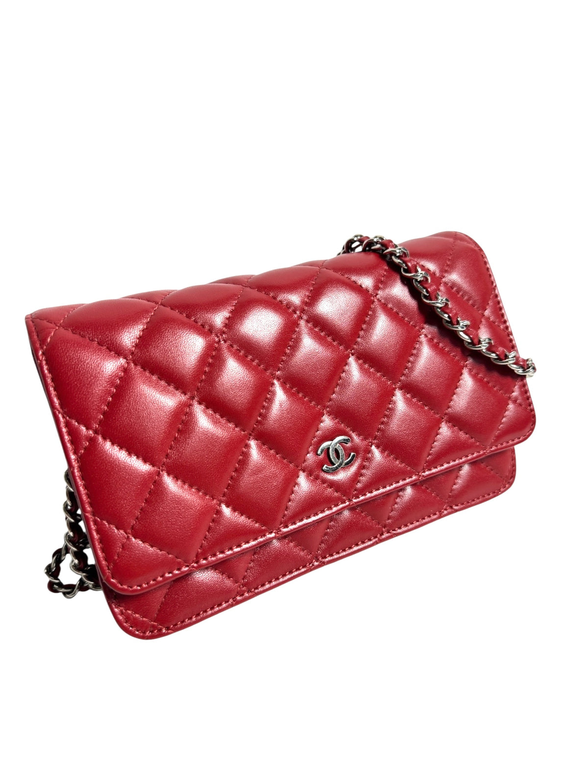 Chanel Red Lambskin Walle On Chain SHW T9127