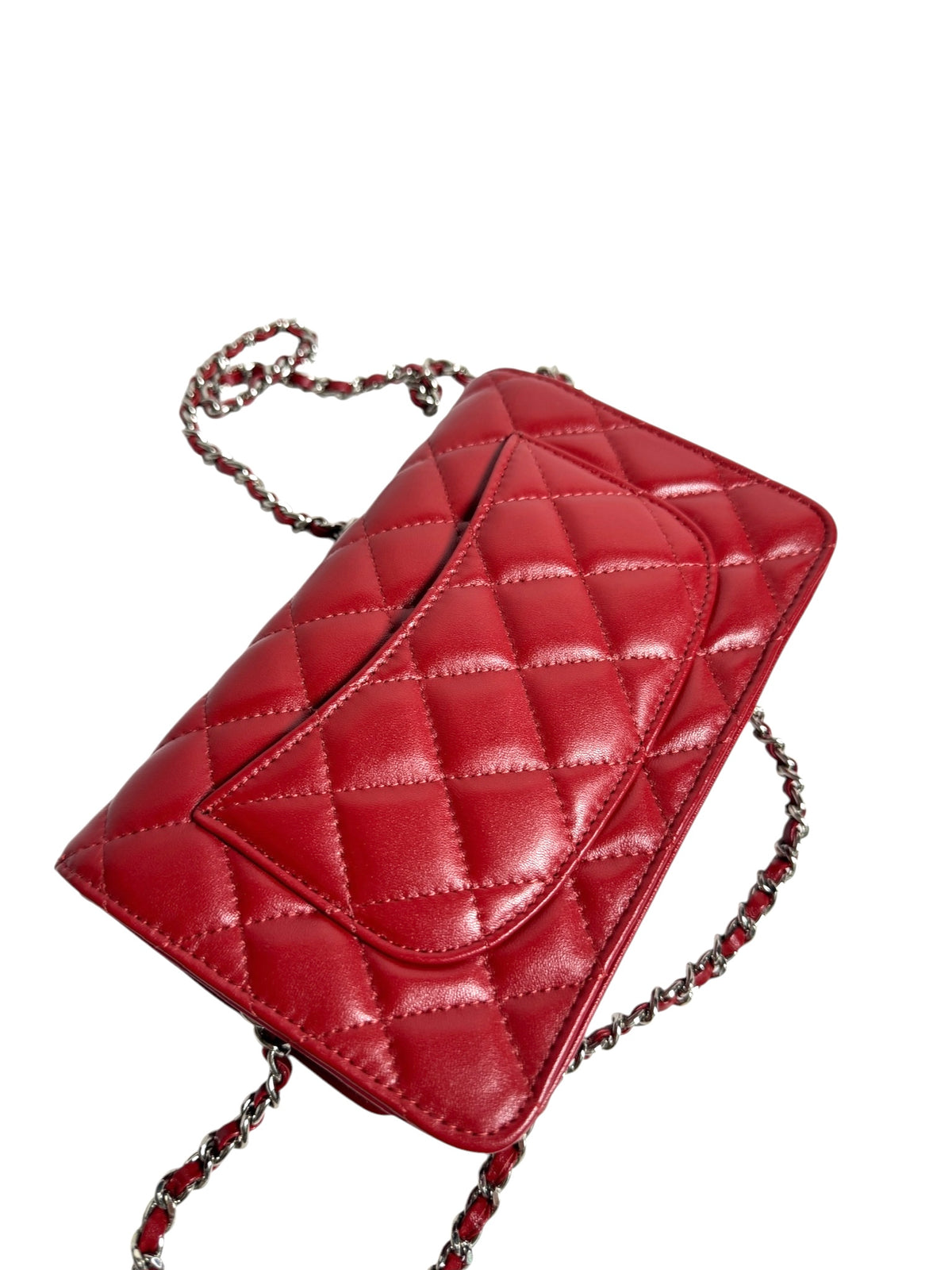 Chanel Red Lambskin Walle On Chain SHW T9127