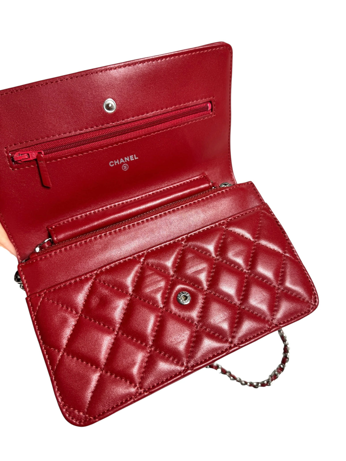 Chanel Red Lambskin Walle On Chain SHW T9127