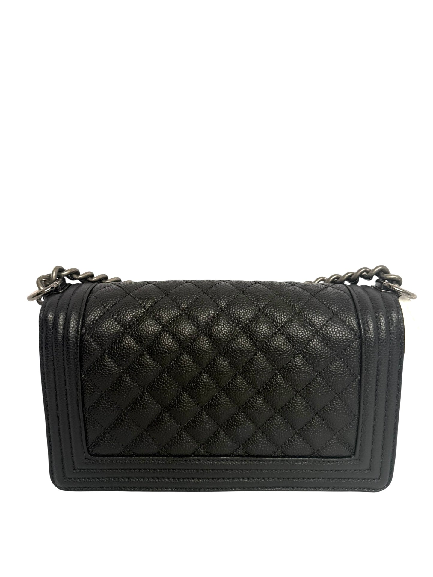 Chanel Black Caviar Ruthenium Hardware old Medium LE BOY