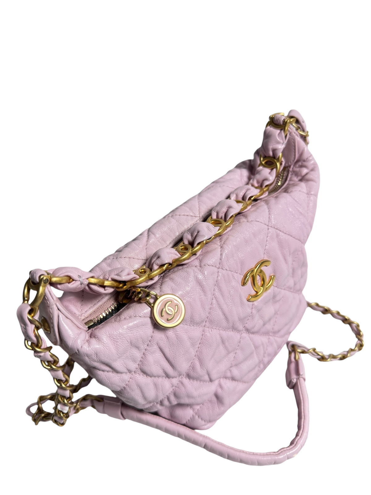 Chanel Crumpled Lambskin Pink Small Hobo T9128
