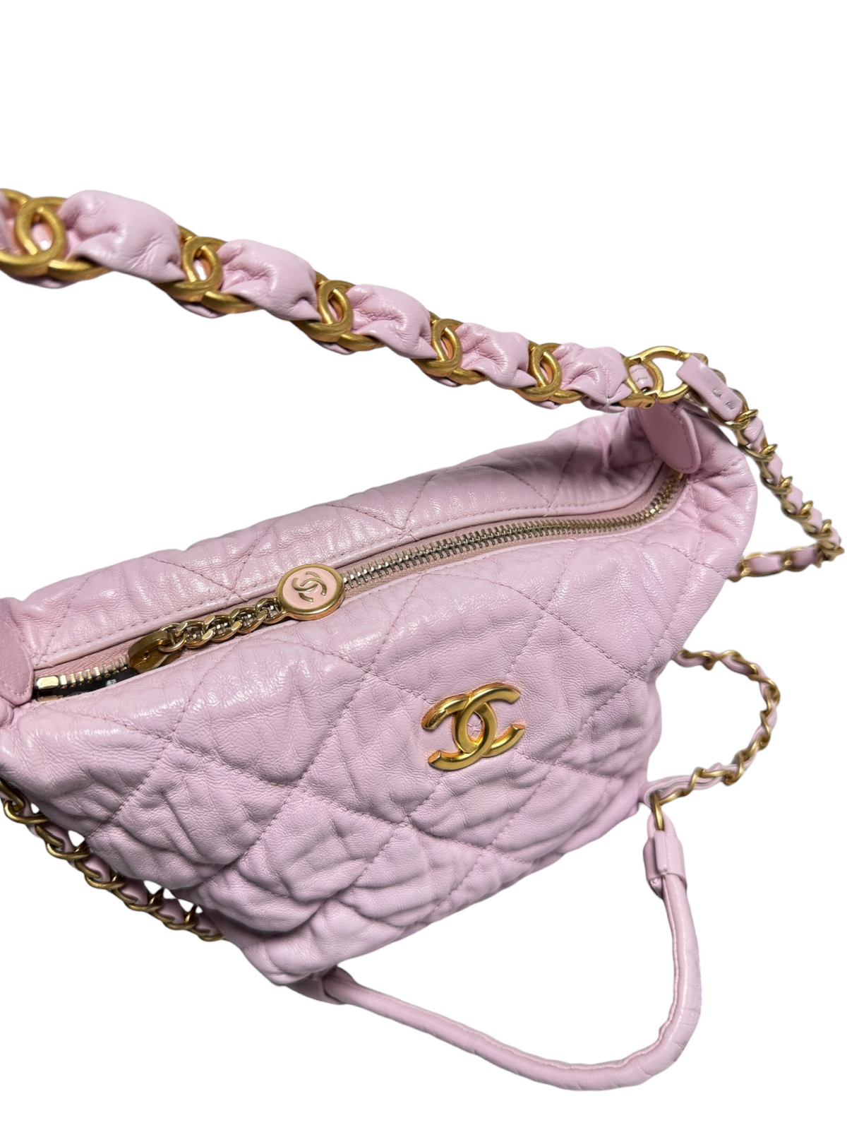 Chanel Crumpled Lambskin Pink Small Hobo T9128