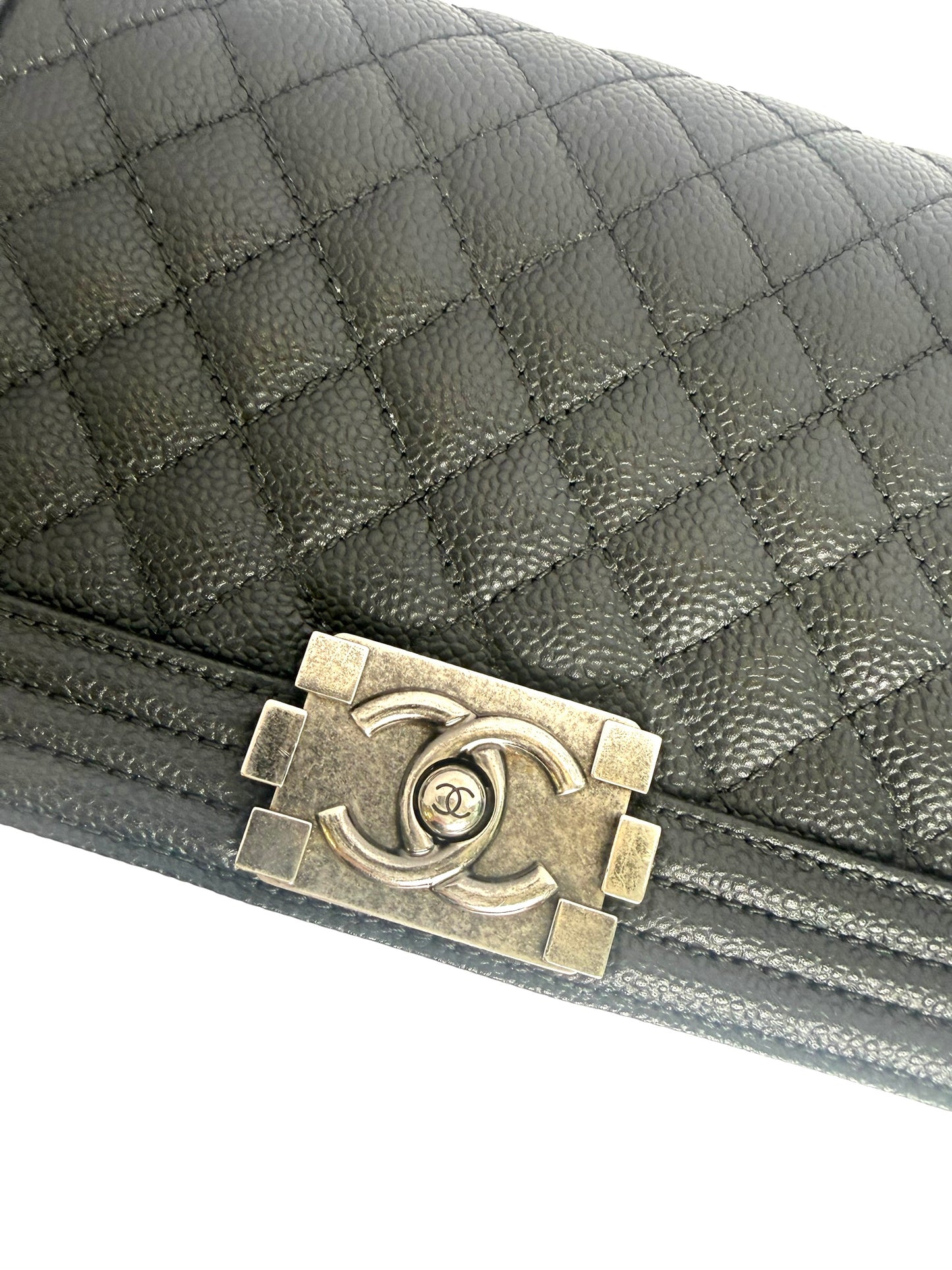 Chanel Black Caviar Ruthenium Hardware old Medium LE BOY