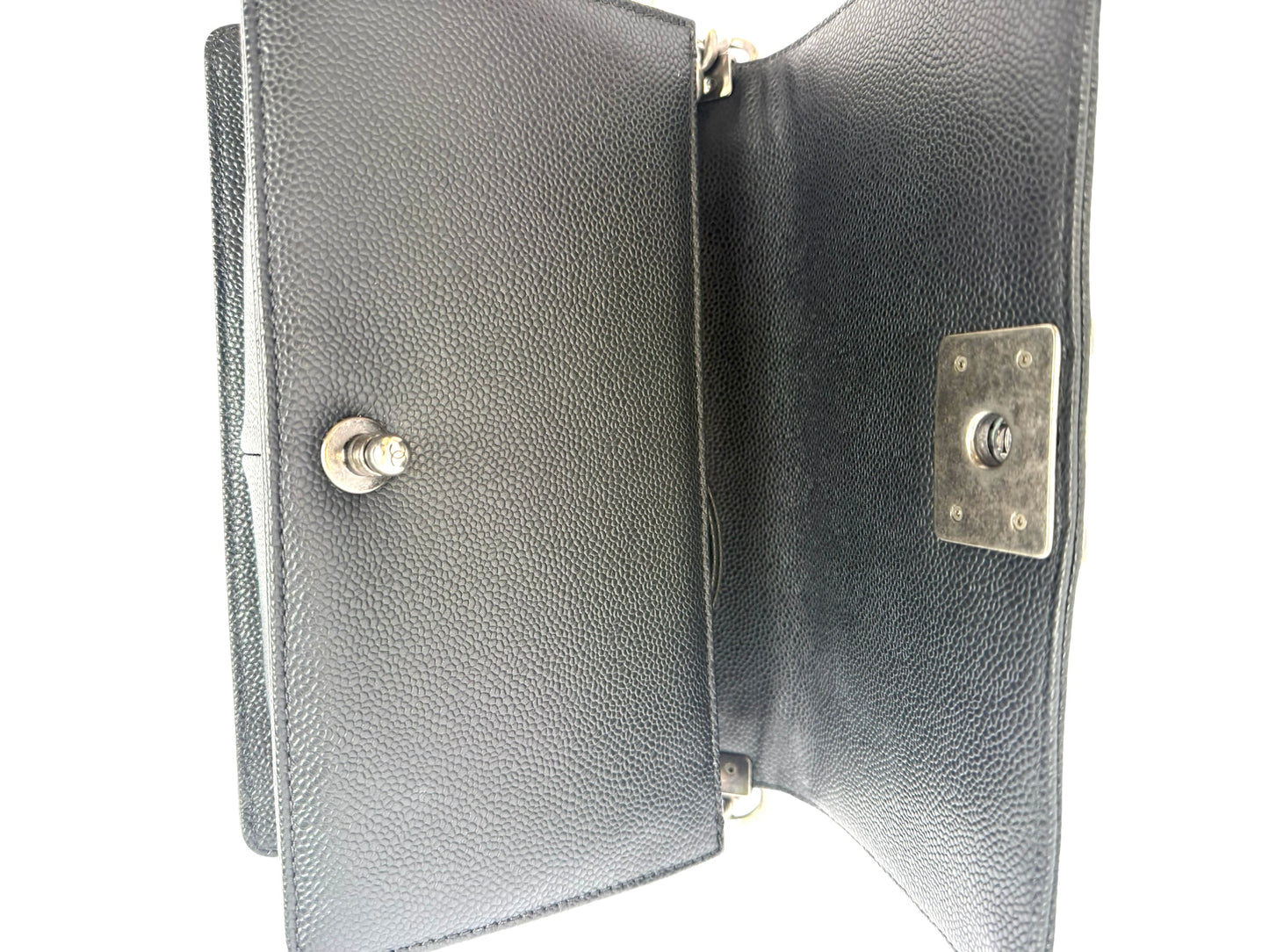 Chanel Black Caviar Ruthenium Hardware old Medium LE BOY