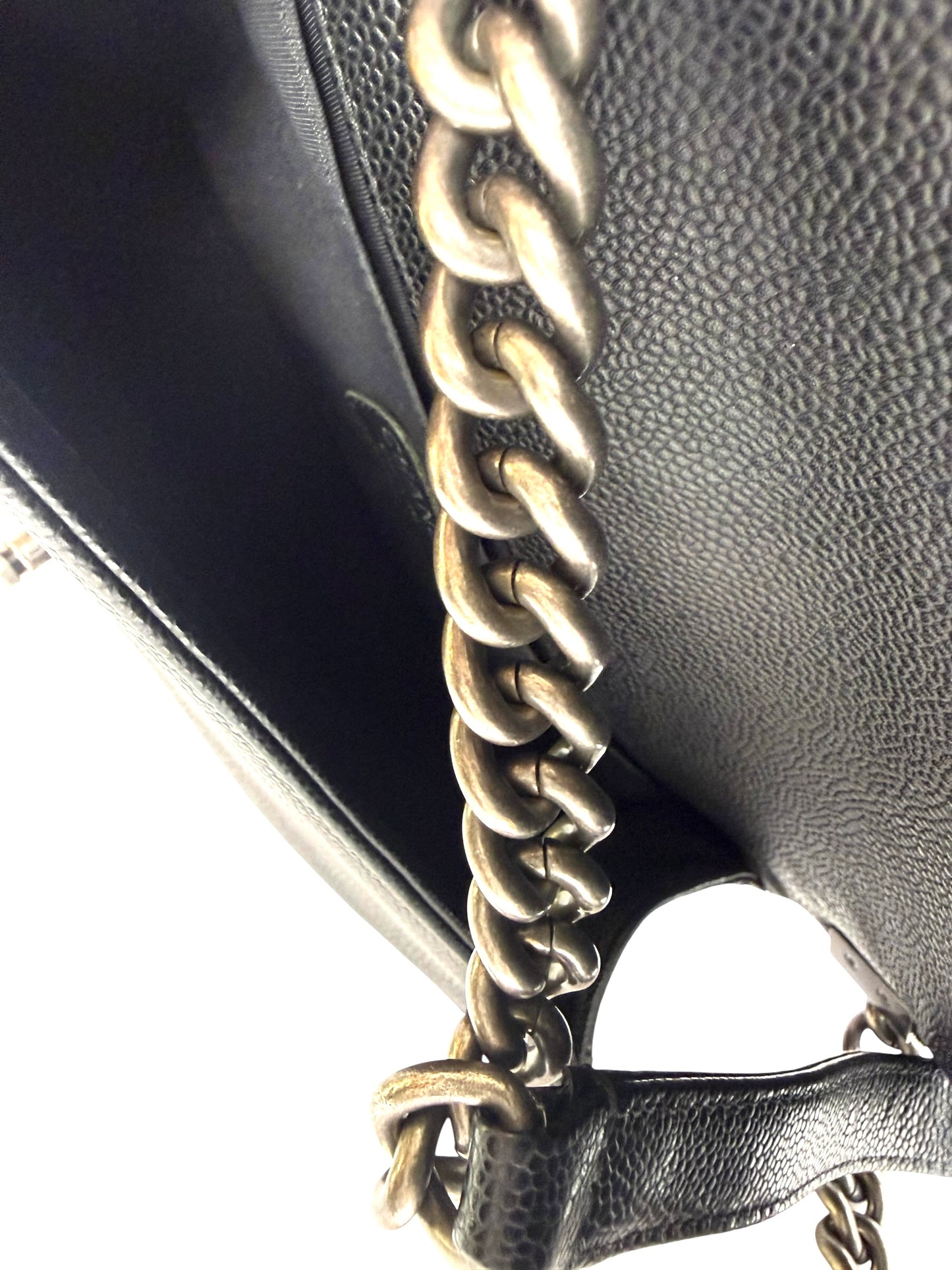 Chanel Black Caviar Ruthenium Hardware old Medium LE BOY
