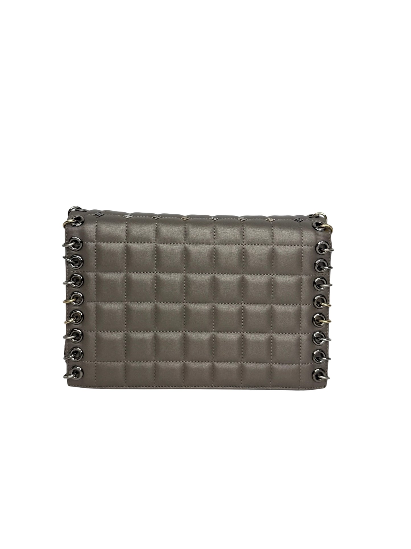 Chanel Grey Lambskin Chocolate Bar Rings Crossbody Bag T8736