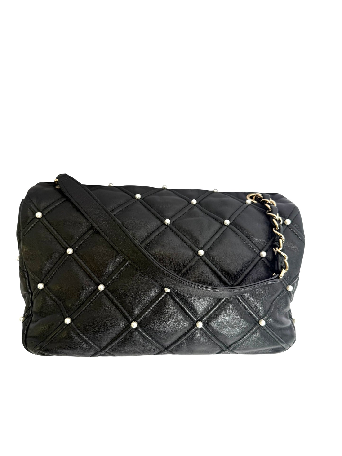 Chanel Diamond quilting lamb flap Gold Hardware Pearl studded details