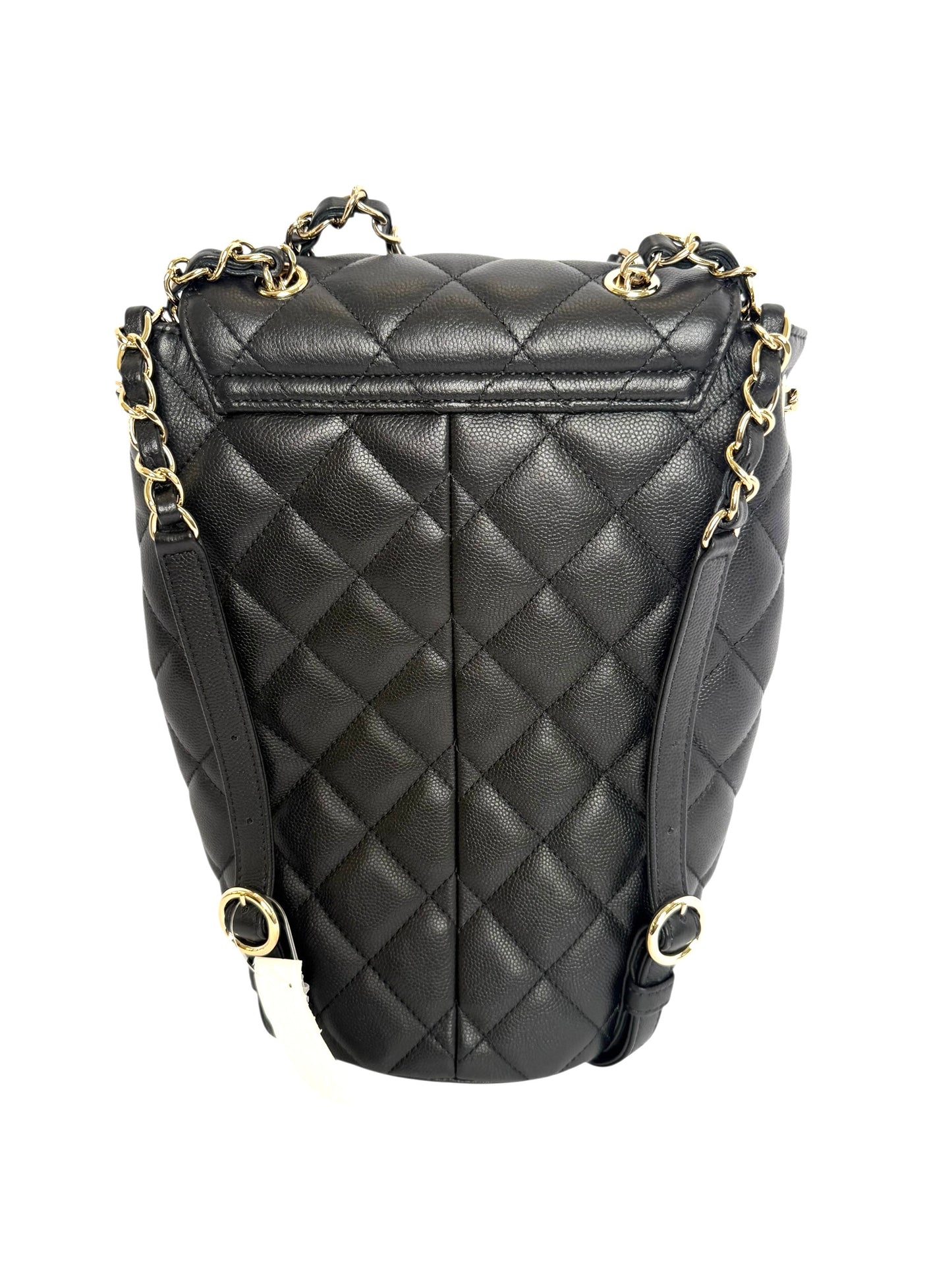 Chanel Black Caviar Gold hardware front double flap pocket backpack