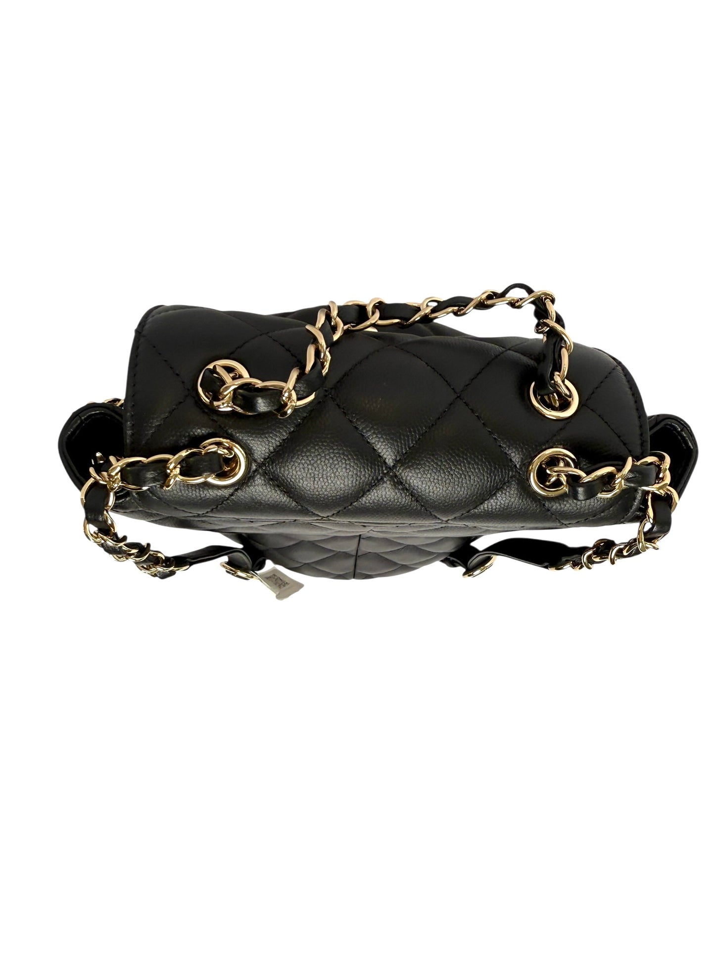 Chanel Black Caviar Gold hardware front double flap pocket backpack