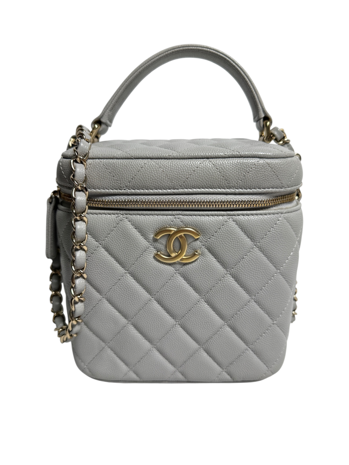 Chanel Gray Caviar Crossbody Vanity Case T9130