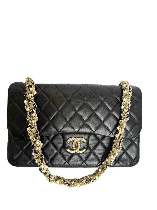 Chanel lambskin black quilted Medium Westminster Pearl Flap Black 2014