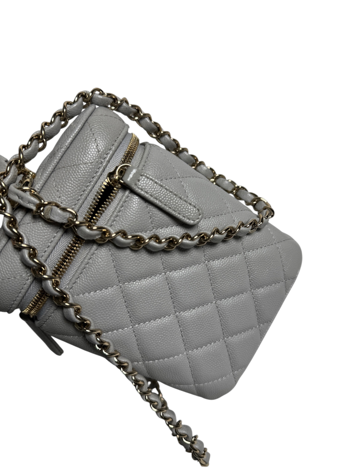 Chanel Gray Caviar Crossbody Vanity Case T9130