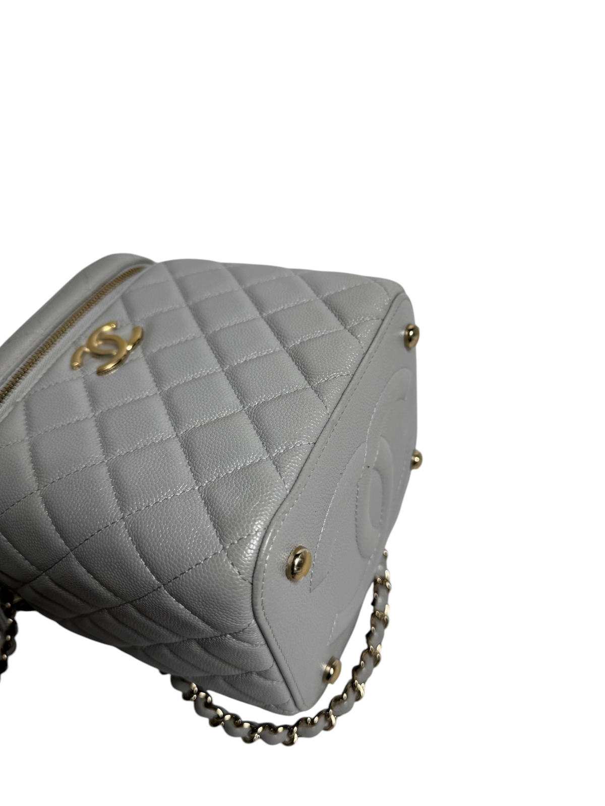 Chanel Gray Caviar Crossbody Vanity Case T9130