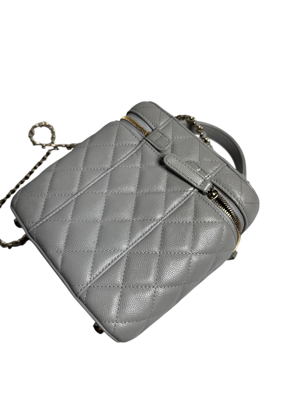 Chanel Gray Caviar Crossbody Vanity Case T9130