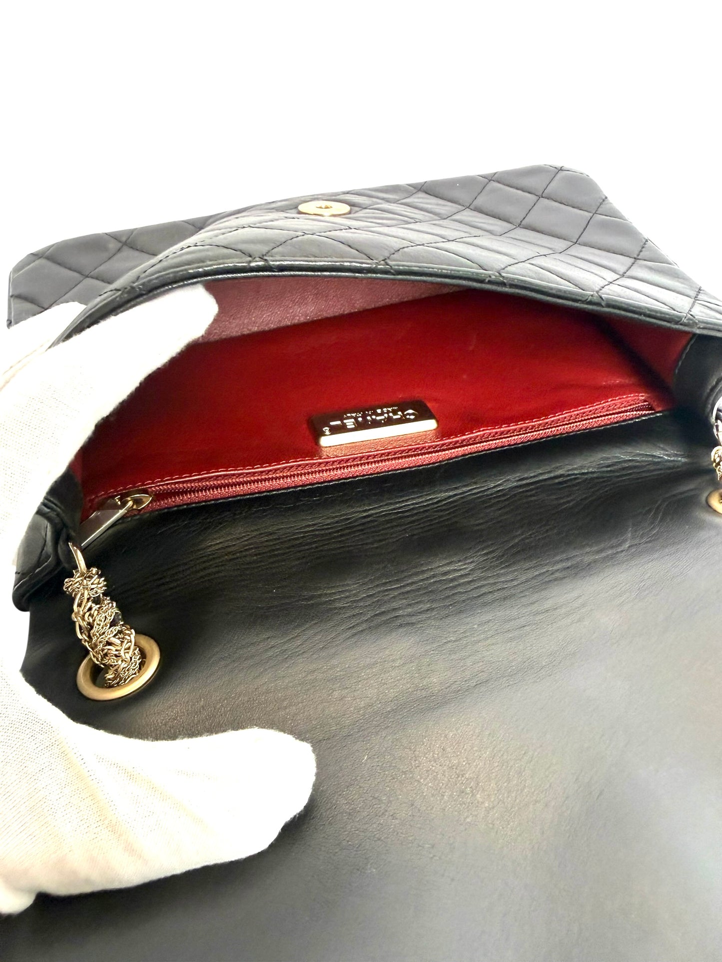 Chanel lambskin black quilted Medium Westminster Pearl Flap Black 2014