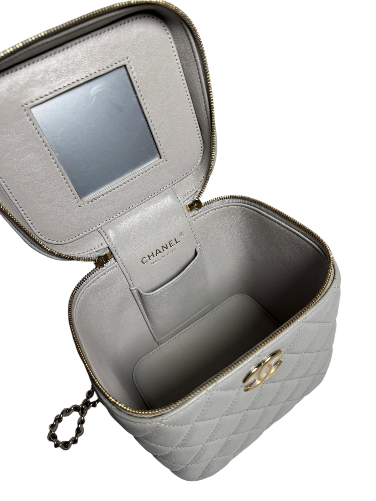 Chanel Gray Caviar Crossbody Vanity Case T9130