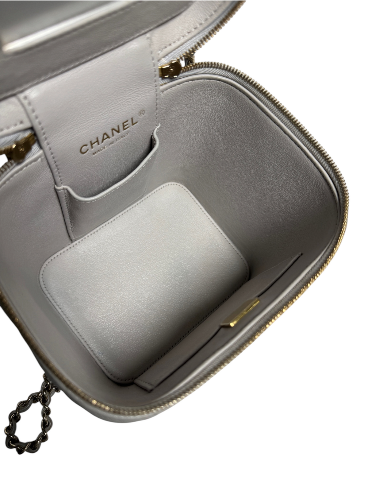 Chanel Gray Caviar Crossbody Vanity Case T9130