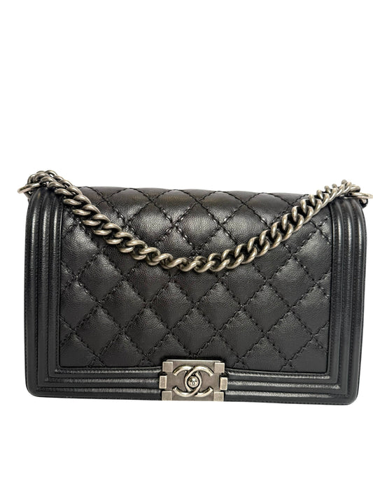 Chanel Le Boy black calf Large smooth calf Ruthenium hardware