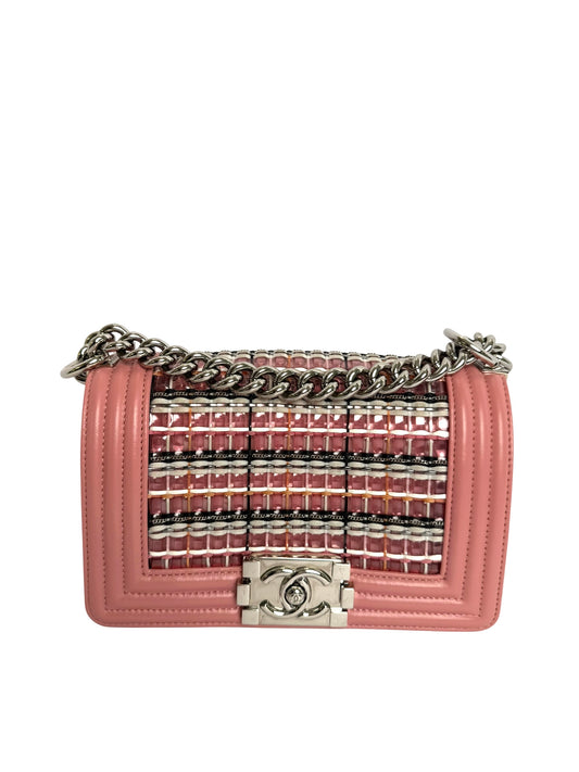 Chanel pvc woven small Le Boy pink crossbody