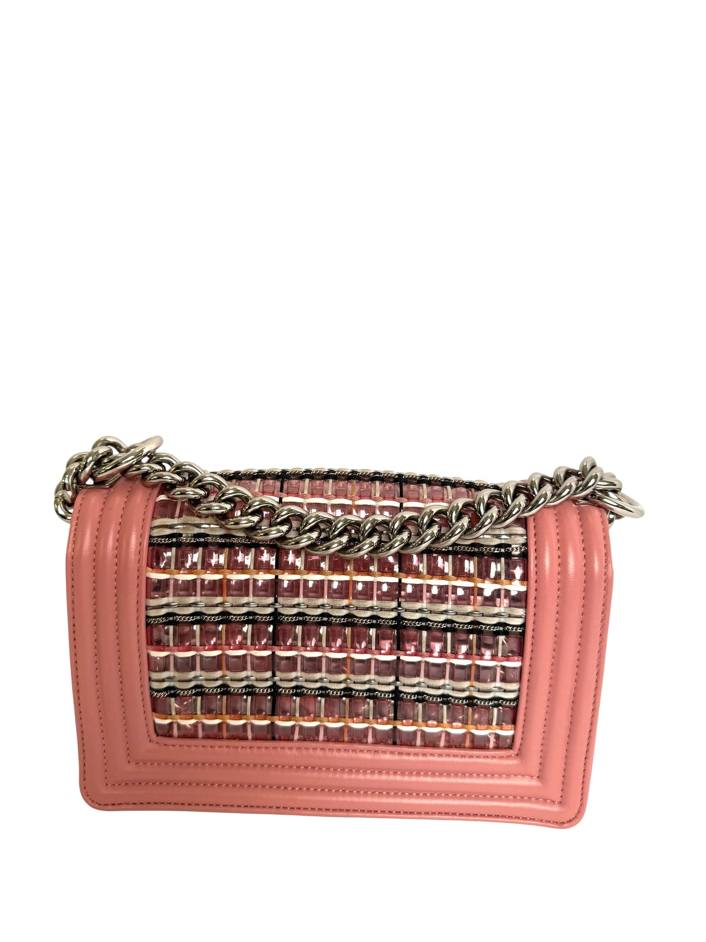 Chanel pvc woven small Le Boy pink crossbody