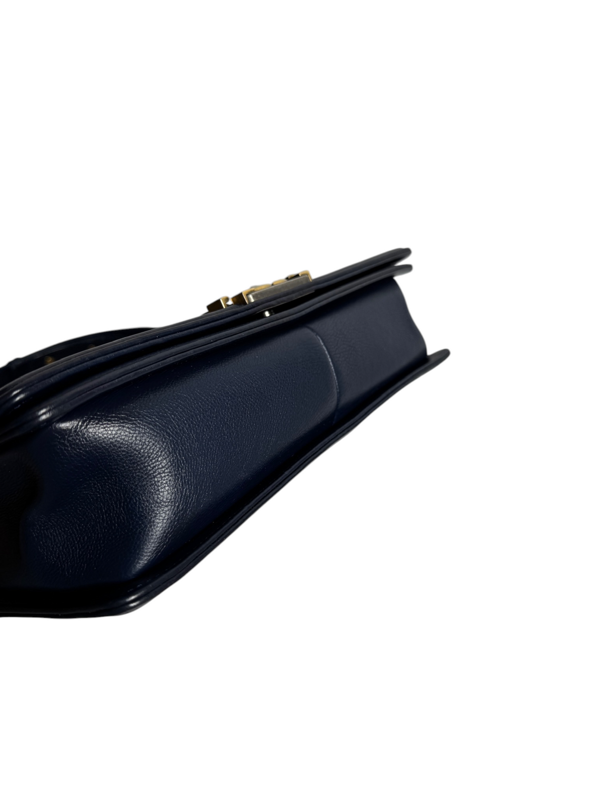 Chanel Bimetal Navy Calfskin Boy Bag Stitch Quilting T9131