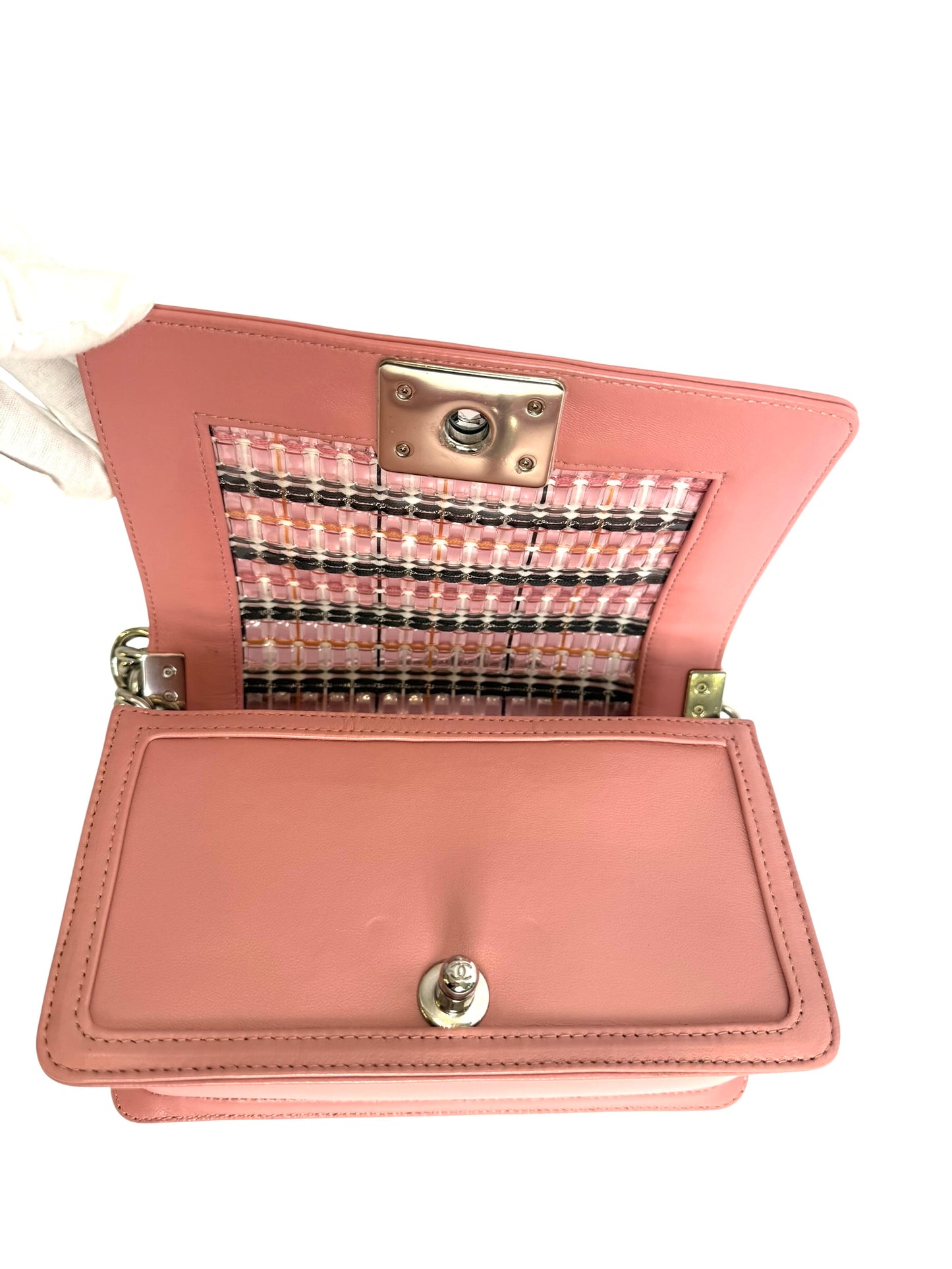 Chanel pvc woven small Le Boy pink crossbody