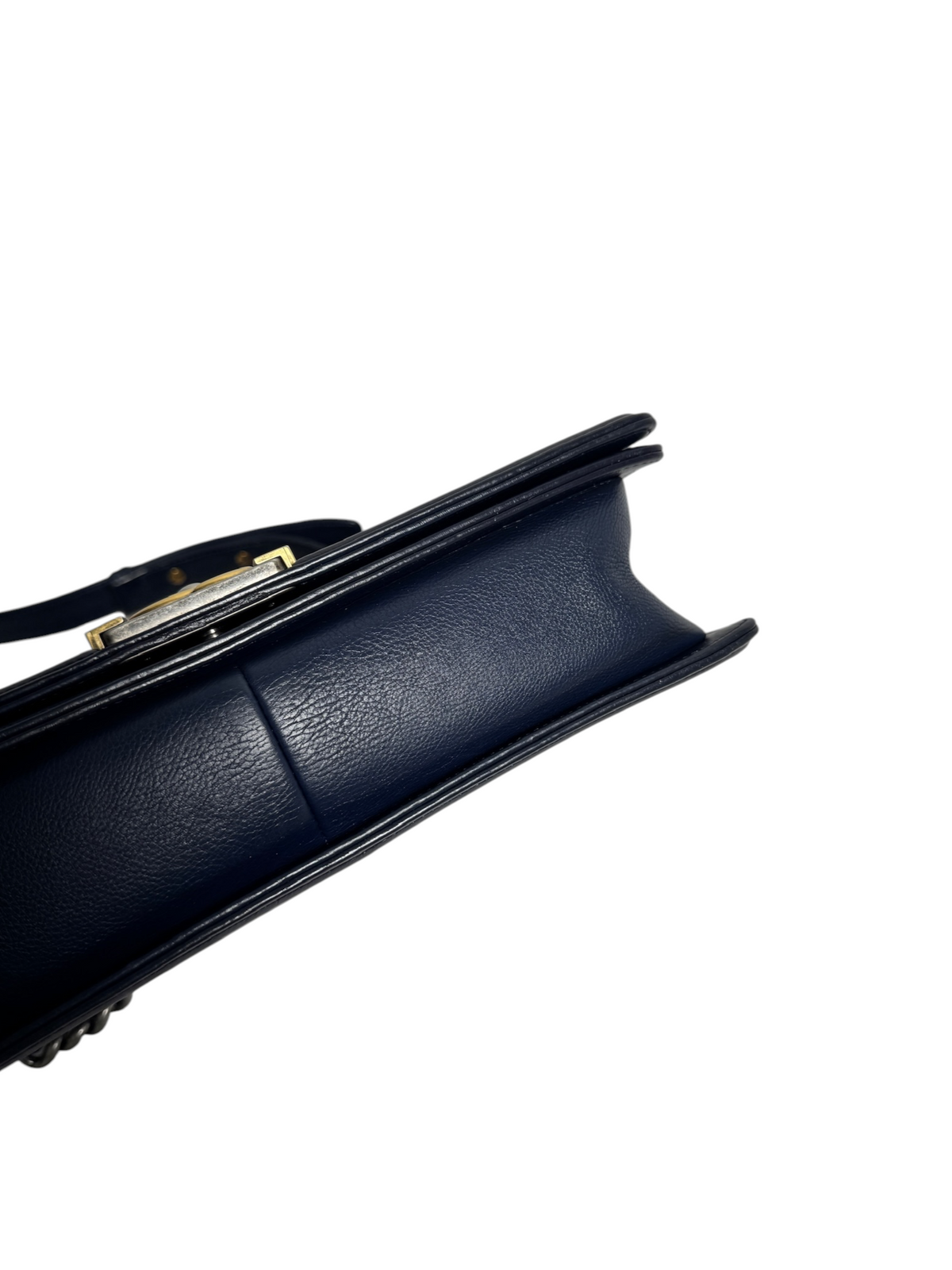 Chanel Bimetal Navy Calfskin Boy Bag Stitch Quilting T9131
