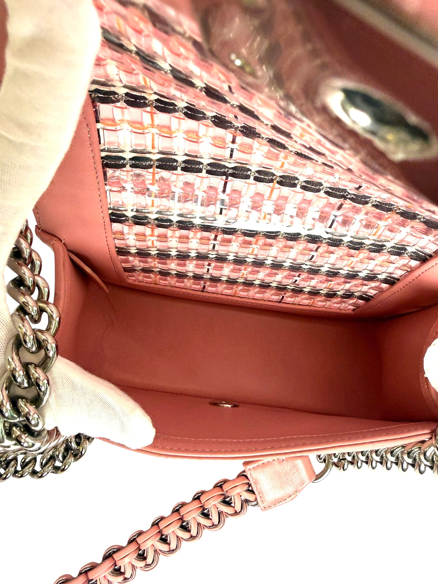 Chanel pvc woven small Le Boy pink crossbody