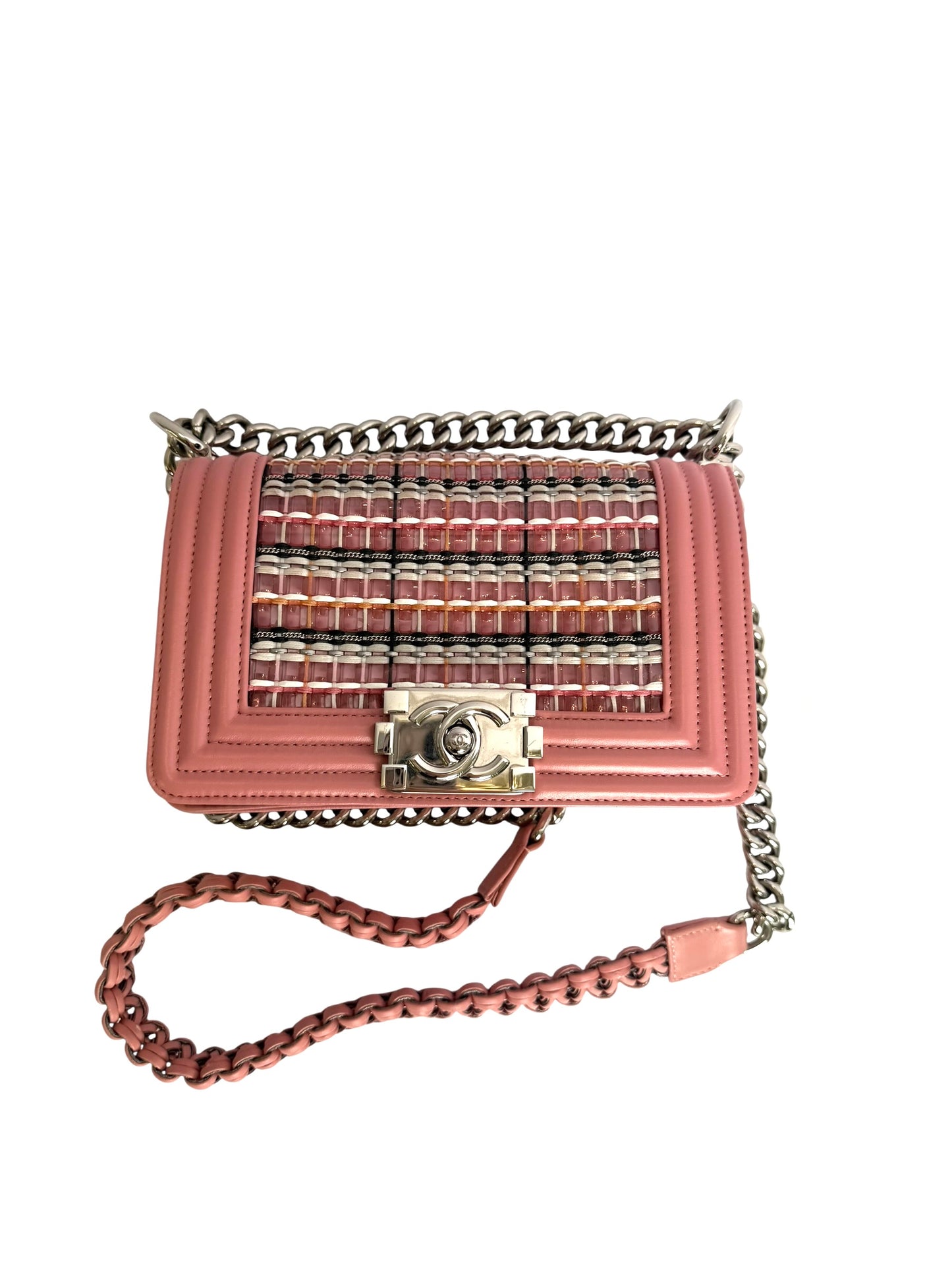 Chanel pvc woven small Le Boy pink crossbody