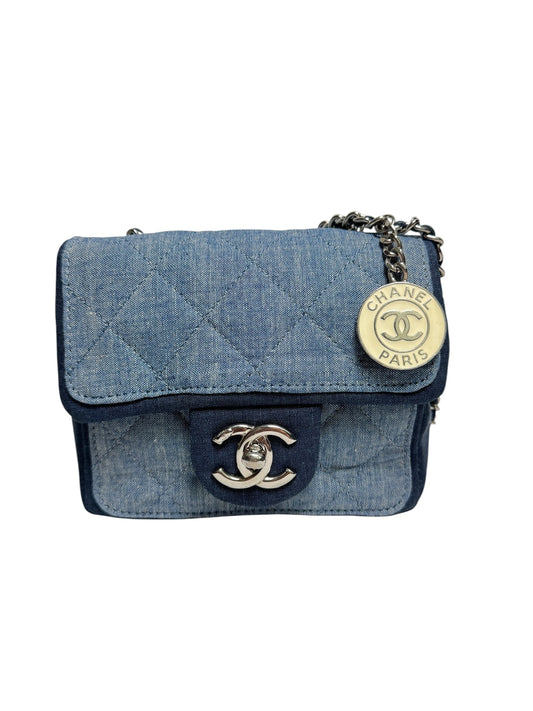 Chanel Blue Denim Mini Medallion Flap
