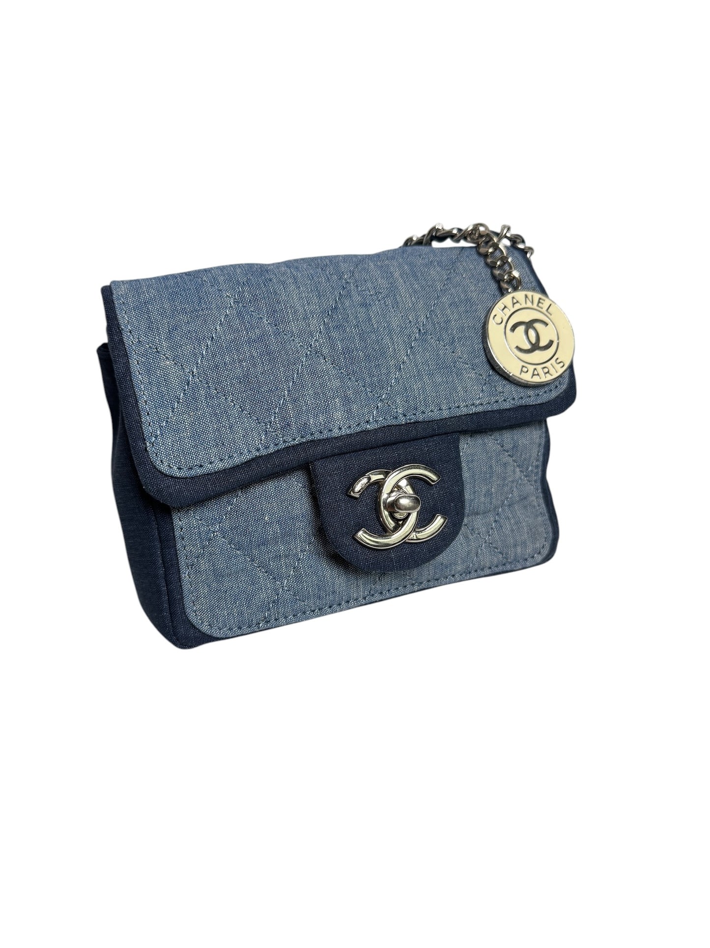 Chanel Blue Denim Mini Medallion Flap