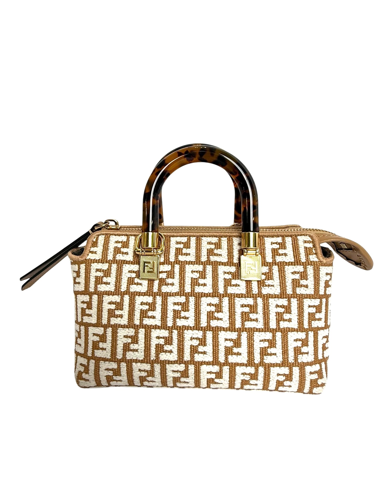 Fendi mini By the Way logo canvas top handle boston bag