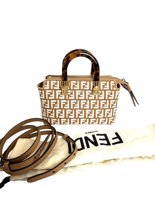 Fendi mini By the Way logo canvas top handle boston bag