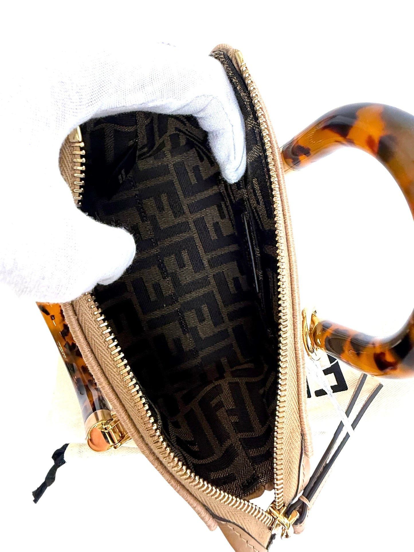 Fendi mini By the Way logo canvas top handle boston bag