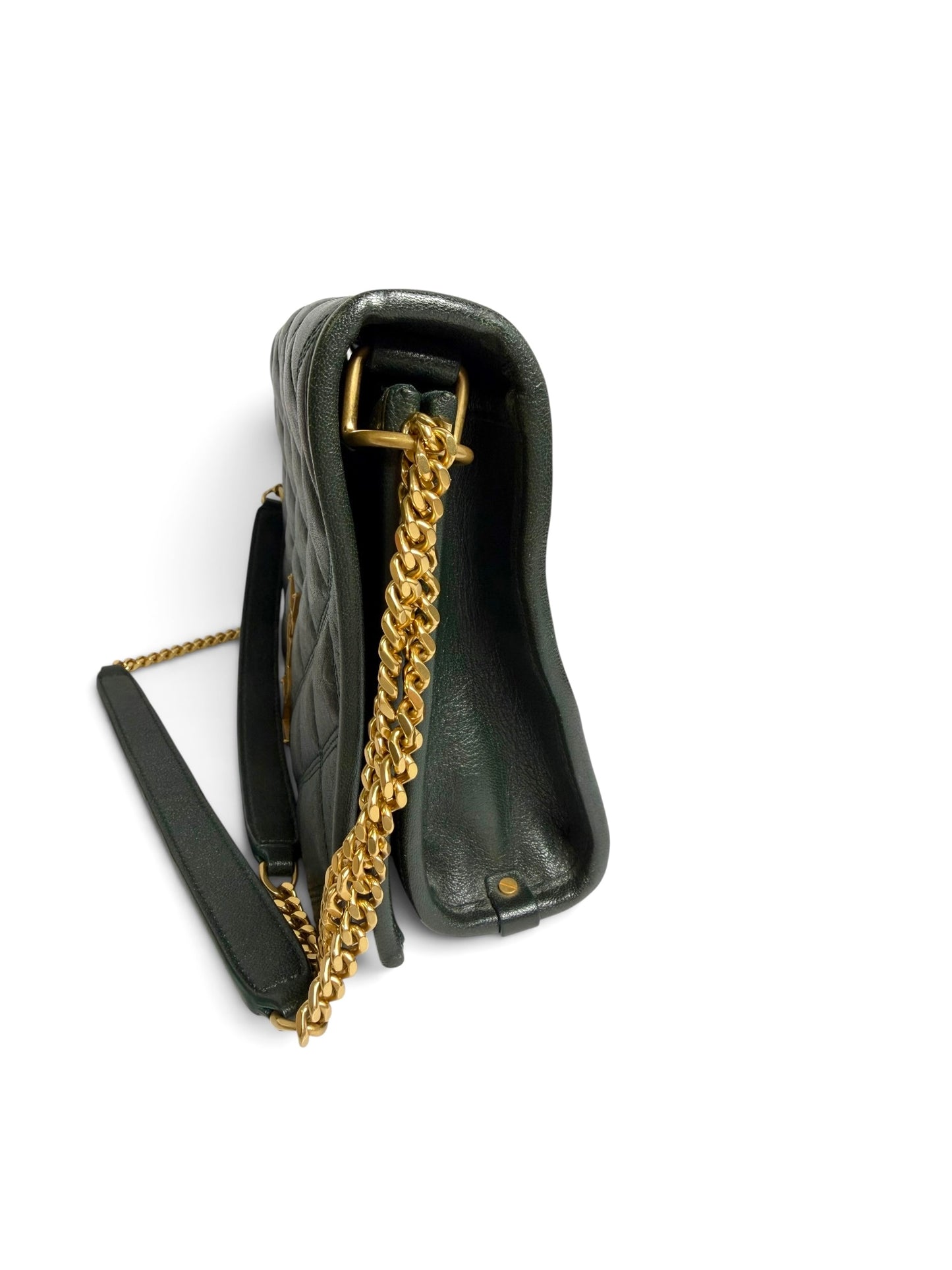 Saint Laurent Dark Green Quilted Beck Bag