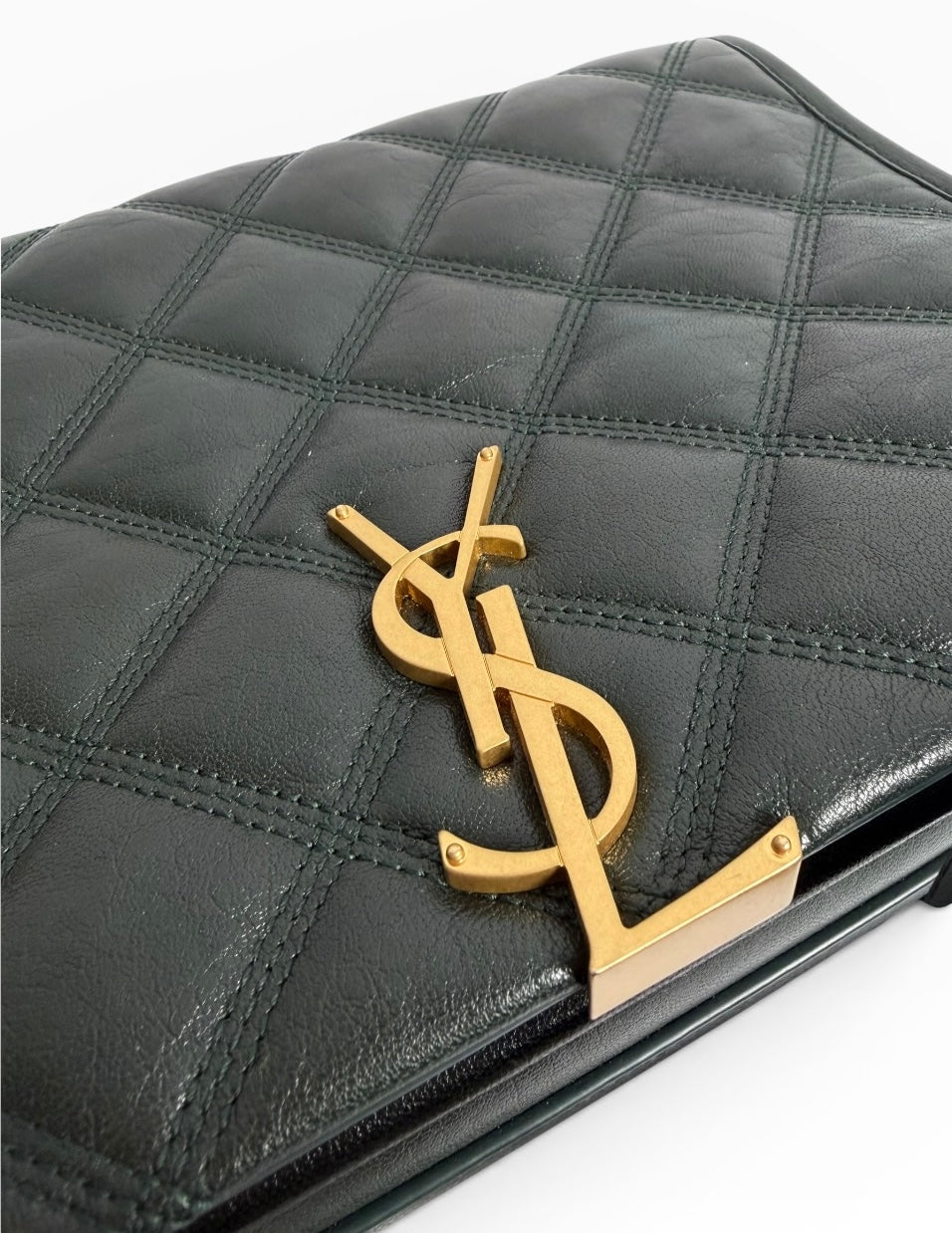 Saint Laurent Dark Green Quilted Beck Bag